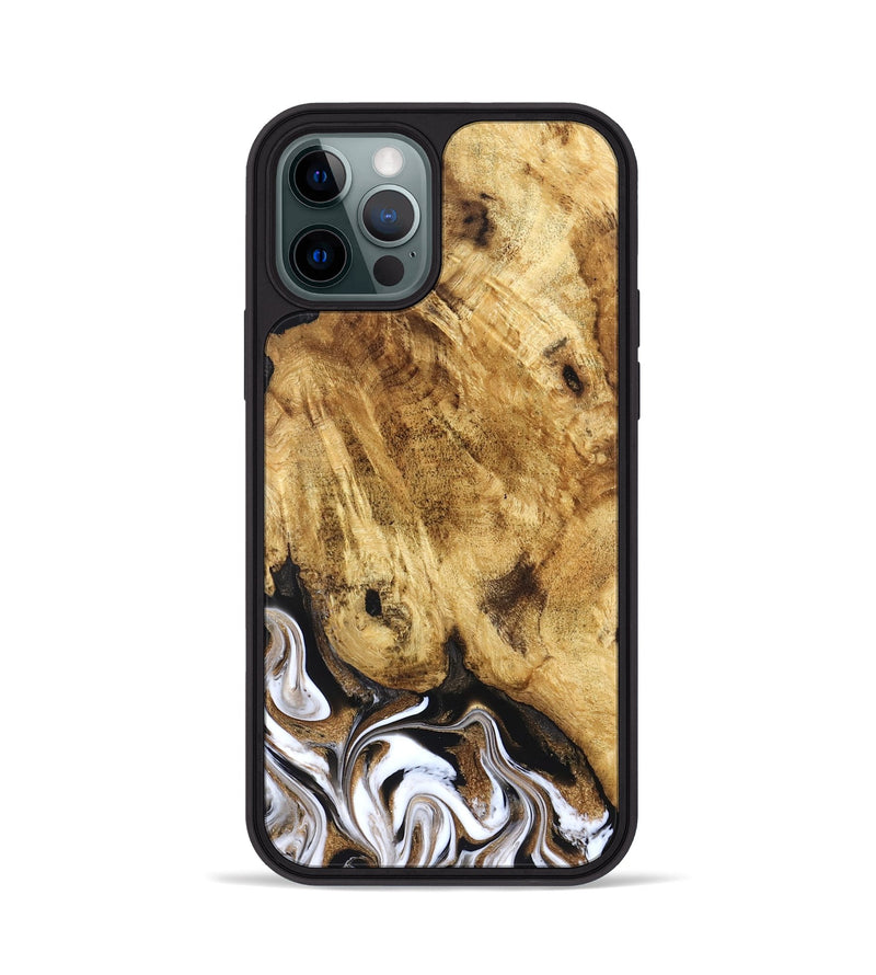 iPhone 12 Pro Wood Phone Case - Zariah (Black & White, 827636)