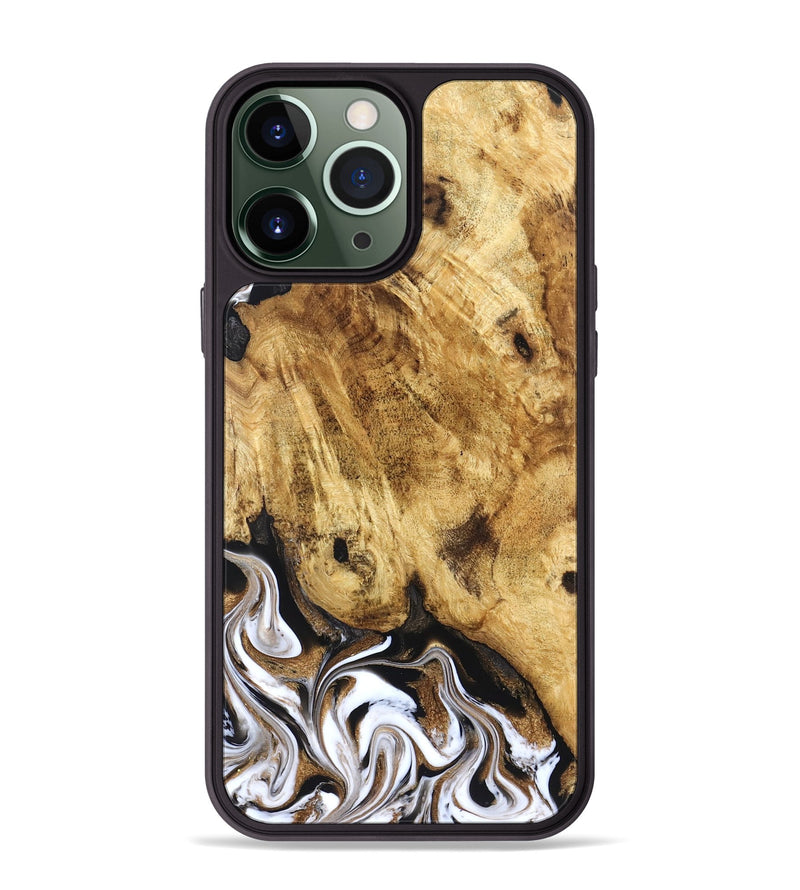 iPhone 13 Pro Max Wood Phone Case - Zariah (Black & White, 827636)