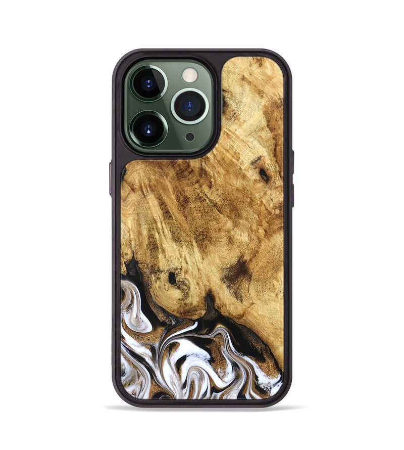 iPhone 13 Pro Wood Phone Case - Zariah (Black & White, 827636)