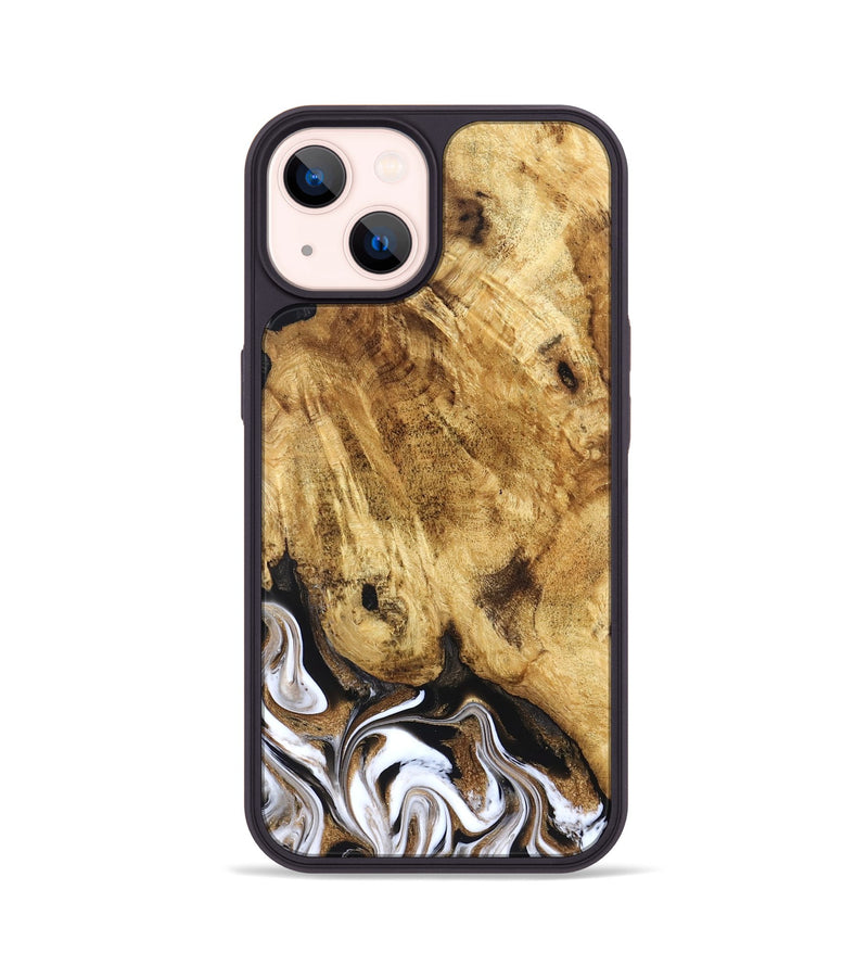 iPhone 14 Wood Phone Case - Zariah (Black & White, 827636)