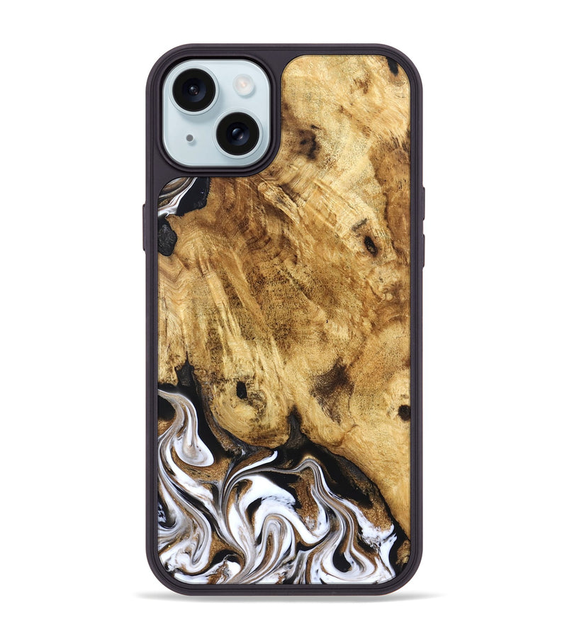 iPhone 15 Plus Wood Phone Case - Zariah (Black & White, 827636)