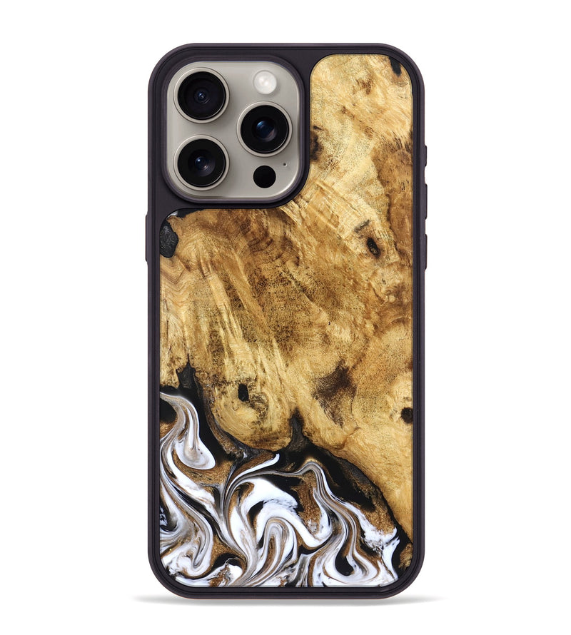 iPhone 15 Pro Max Wood Phone Case - Zariah (Black & White, 827636)