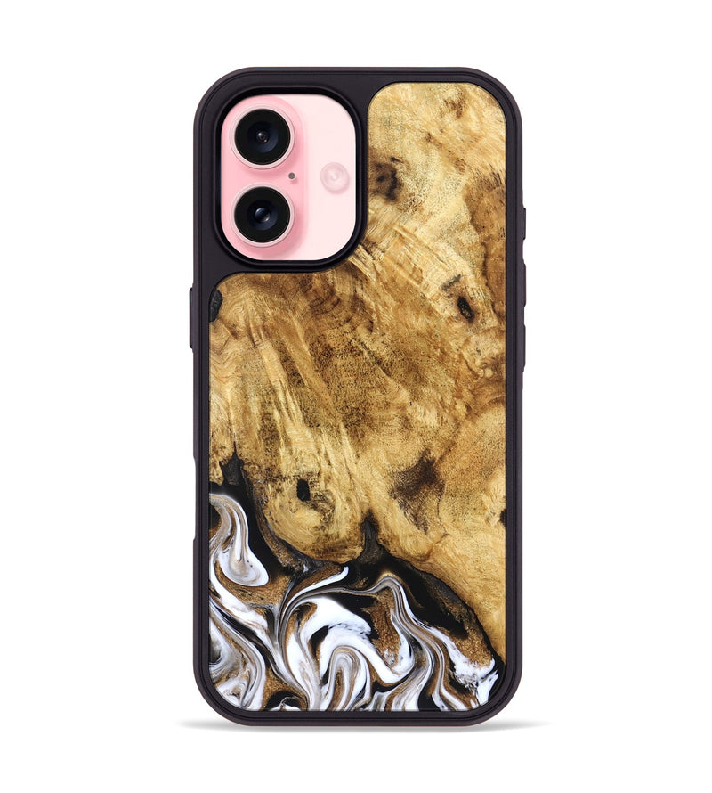 iPhone 16 Wood Phone Case - Zariah (Black & White, 827636)