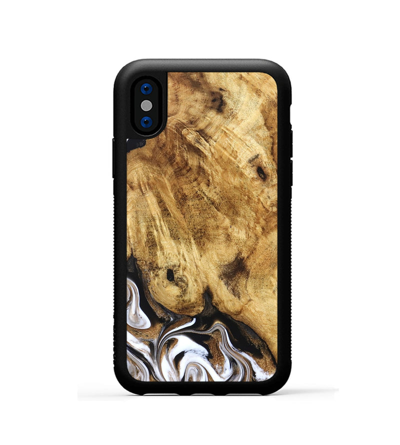 iPhone Xs Wood Phone Case - Zariah (Black & White, 827636)