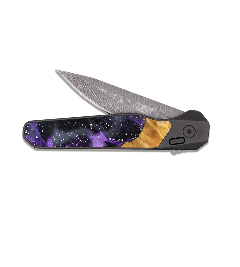 EDC Dark Damascus Wood Pocket Knife - Dutton (Cosmos, 827640)