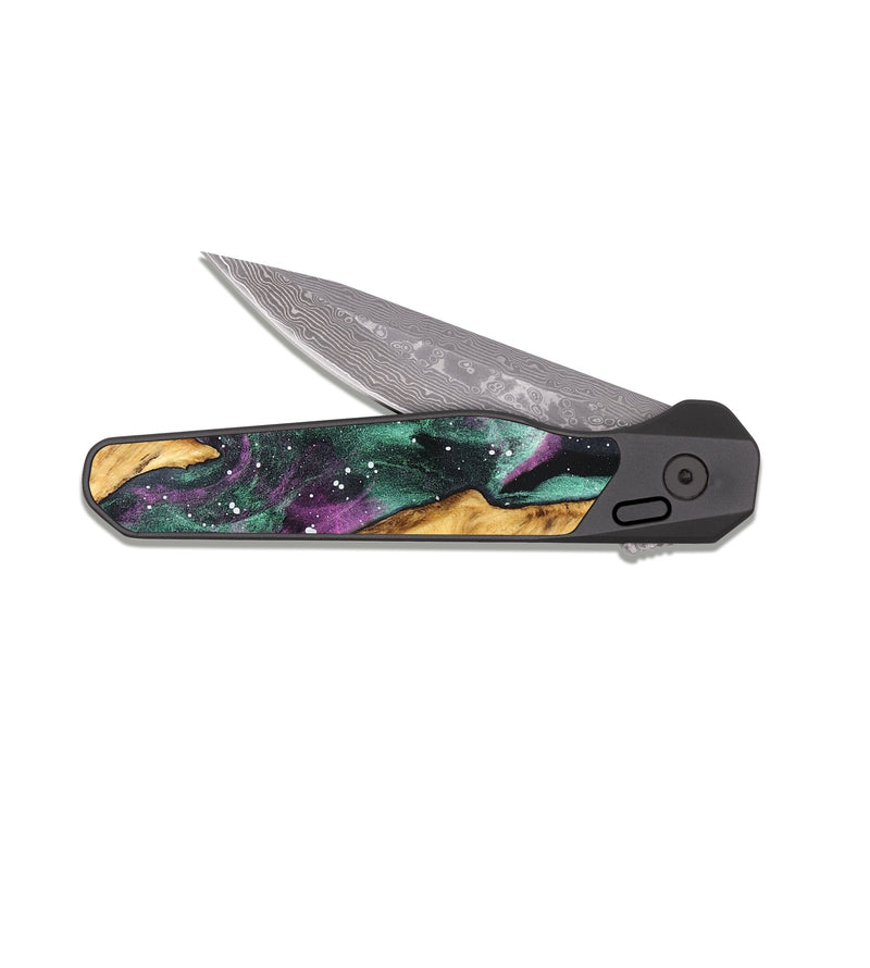 EDC Dark Damascus Wood Pocket Knife - Lizeth (Cosmos, 827693)