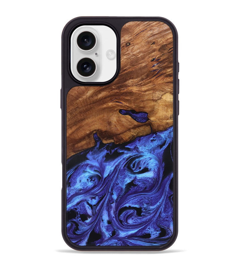 iPhone 16 Plus Wood Phone Case - Noa (Blue, 827748)