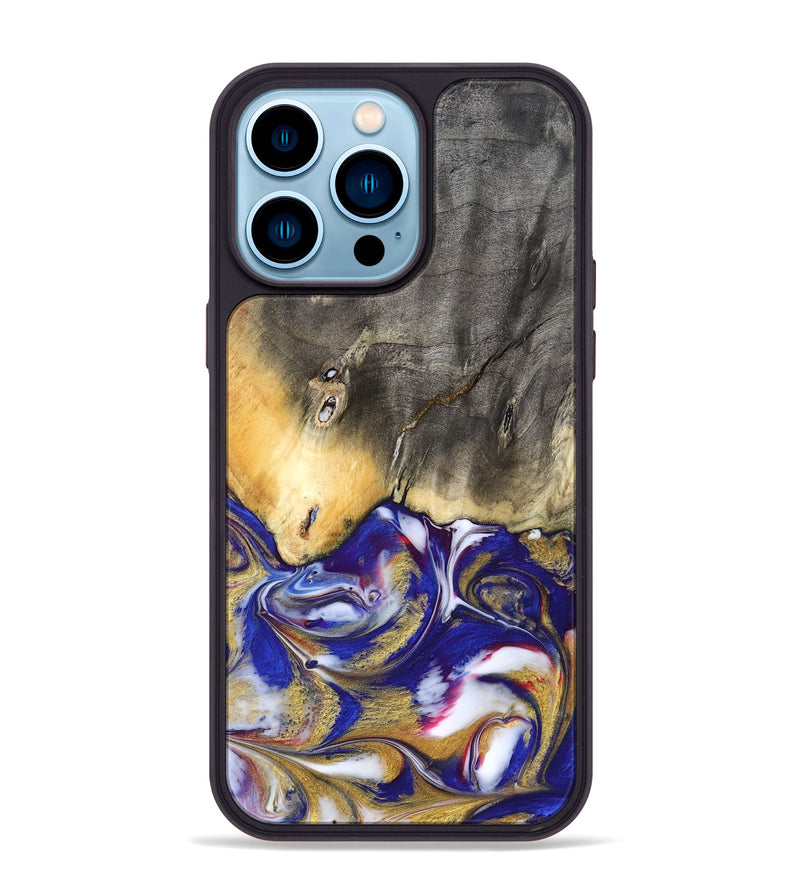 iPhone 14 Pro Max Wood Phone Case - Dena (Blue, 827752)