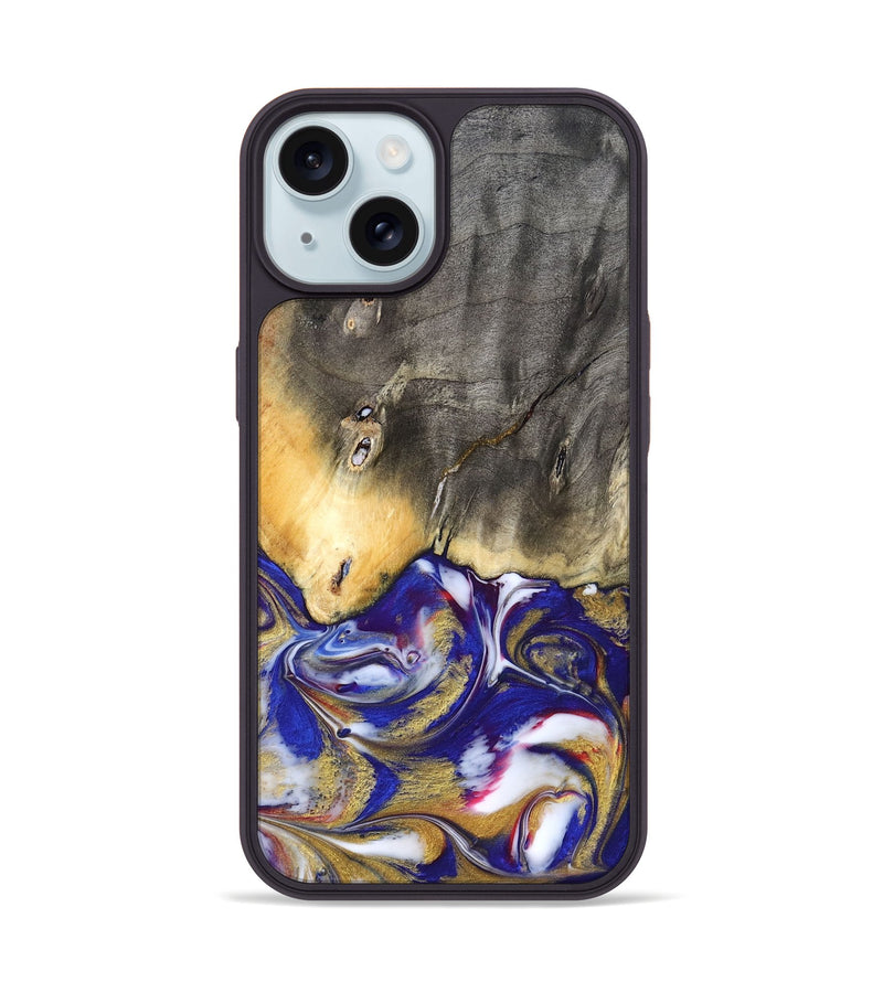 iPhone 15 Wood Phone Case - Dena (Blue, 827752)