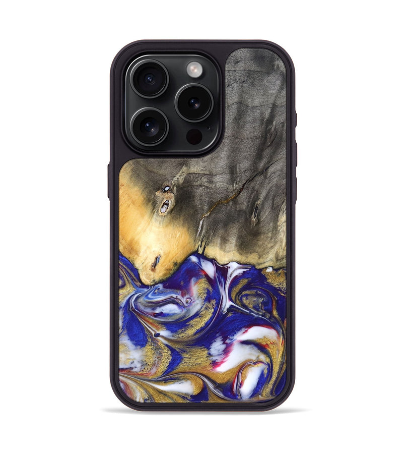 iPhone 15 Pro Wood Phone Case - Dena (Blue, 827752)