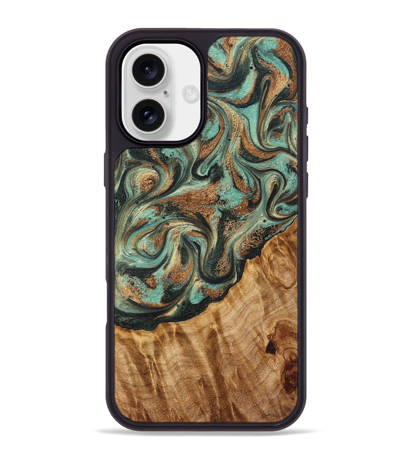 iPhone 16 Plus Wood Phone Case - Irene (Green, 827779)