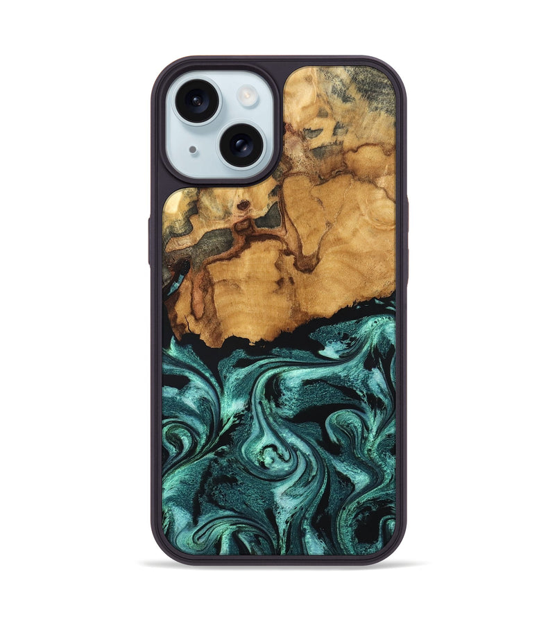 iPhone 15 Wood Phone Case - Denny (Green, 827780)