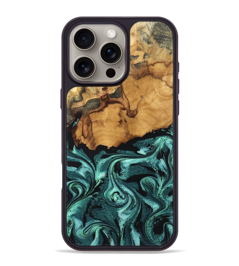 iPhone 16 Pro Max Wood Phone Case - Denny (Green, 827780)