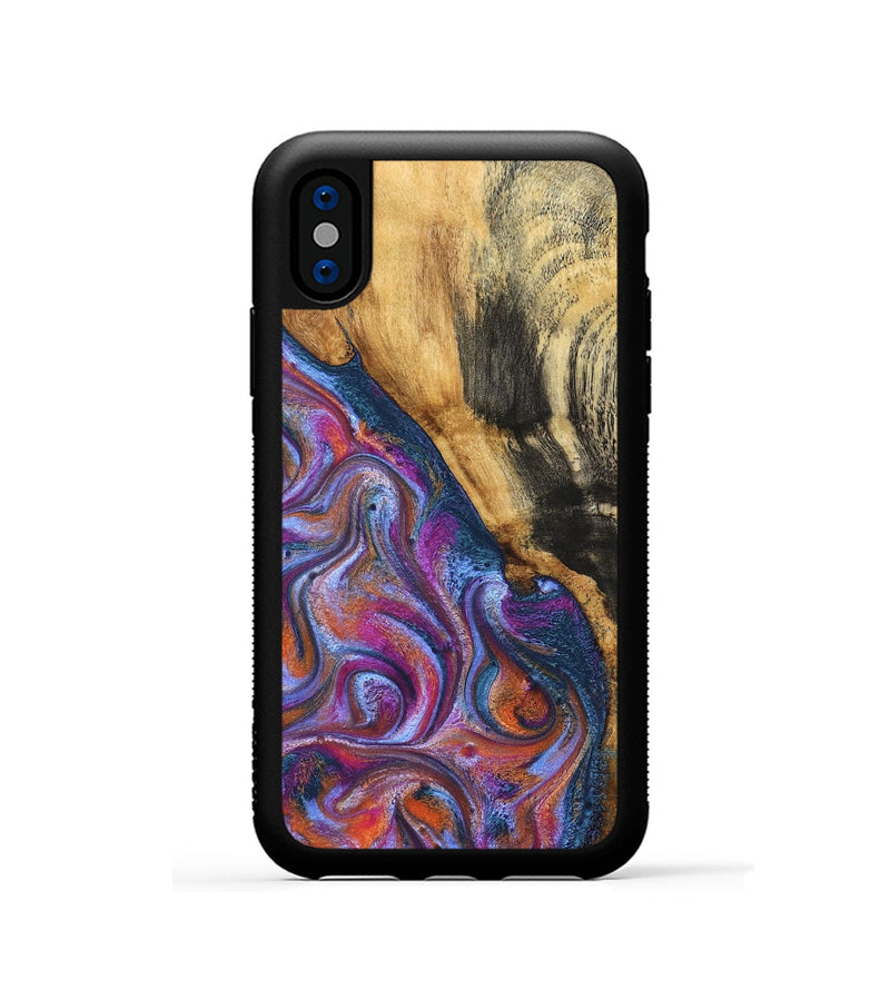 iPhone Xs Wood Phone Case - Lu (Blue, 827782)