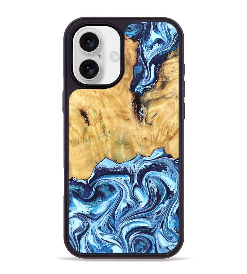 iPhone 16 Plus Wood Phone Case - Bonita (Blue, 827784)