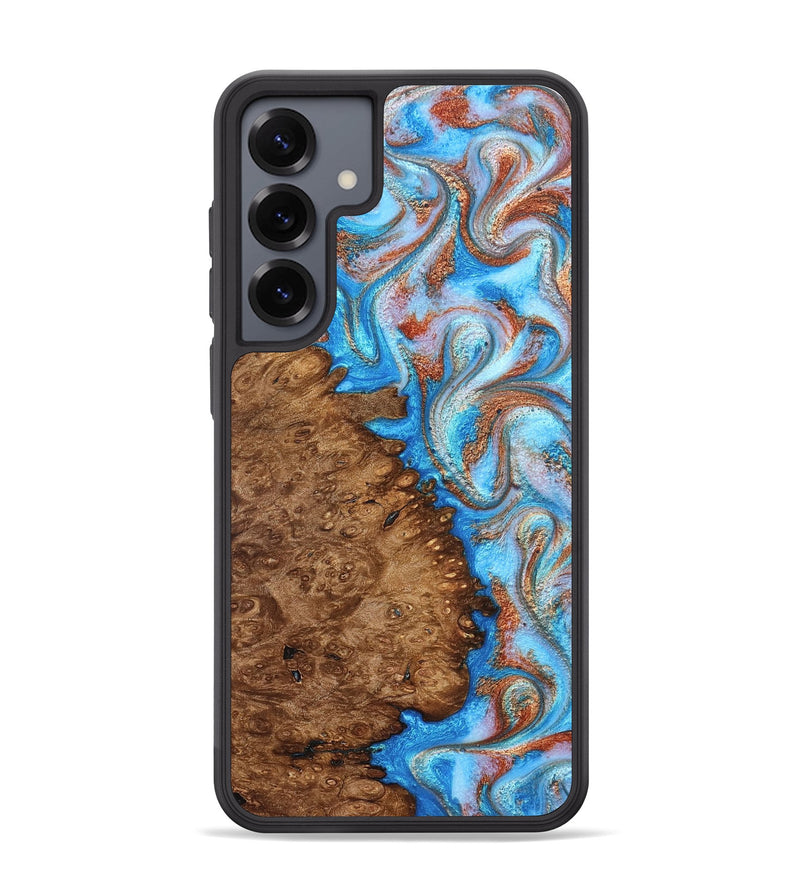 Galaxy S25 Plus Wood Phone Case - Madilyn (Teal & Gold, 827787)