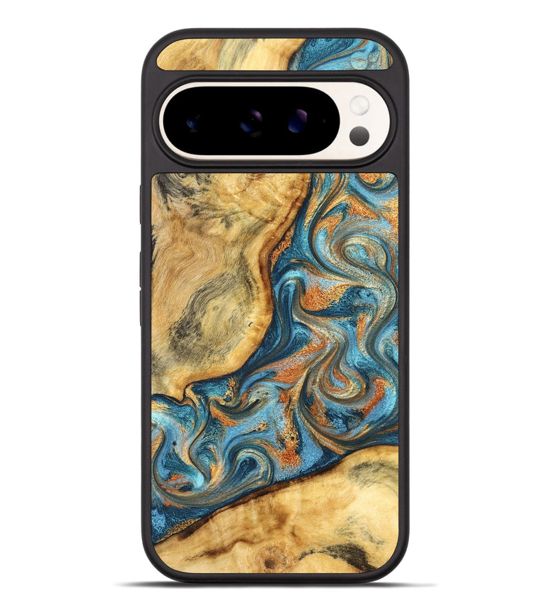 Pixel 9 Pro XL Wood Phone Case - David (Teal & Gold, 827788)