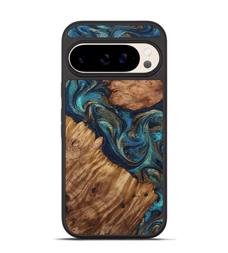Pixel 10 Wood Phone Case - Dortha (Teal & Gold, 827789)