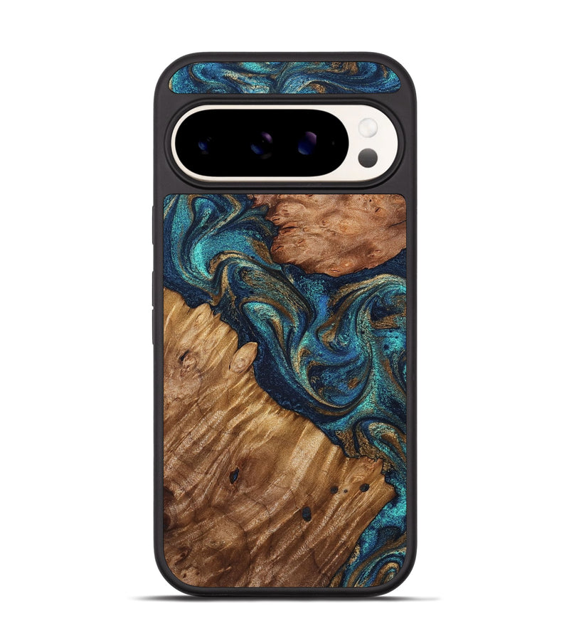 Pixel 9 Wood Phone Case - Dortha (Teal & Gold, 827789)