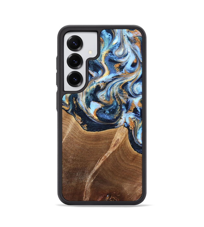 Galaxy S25 Wood Phone Case - Lenard (Teal & Gold, 827793)