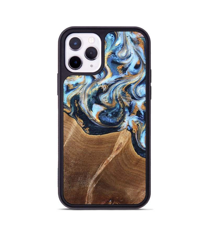 iPhone 11 Pro Wood Phone Case - Lenard (Teal & Gold, 827793)