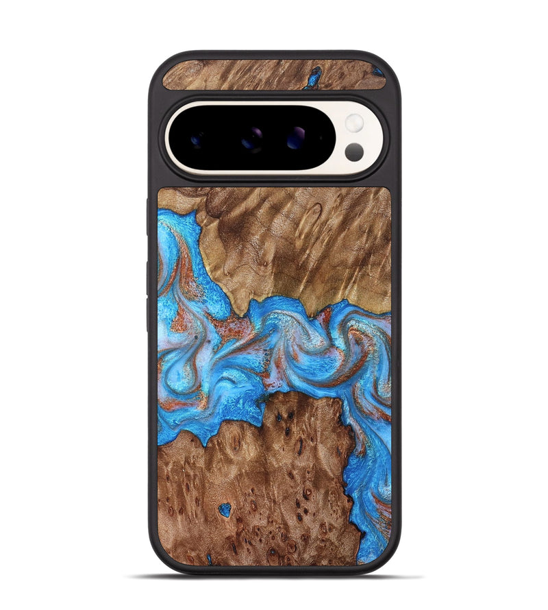 Pixel 9 Pro Wood Phone Case - Rebeca (Teal & Gold, 827796)