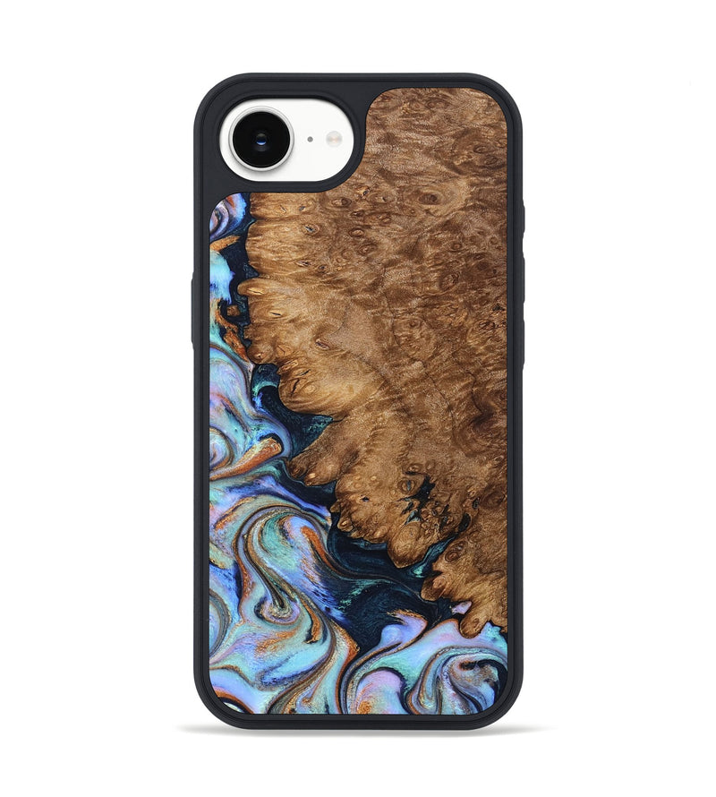 iPhone 17e Wood Phone Case - Winfred (Teal & Gold, 827797)