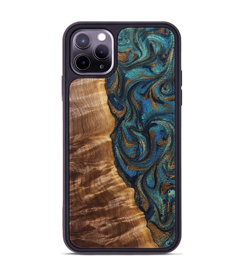 iPhone 11 Pro Max Wood Phone Case - Lavinia (Teal & Gold, 827800)