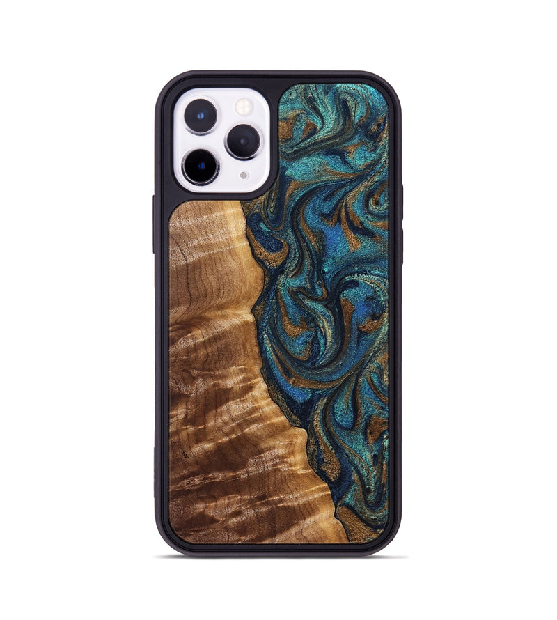 iPhone 11 Pro Wood Phone Case - Lavinia (Teal & Gold, 827800)