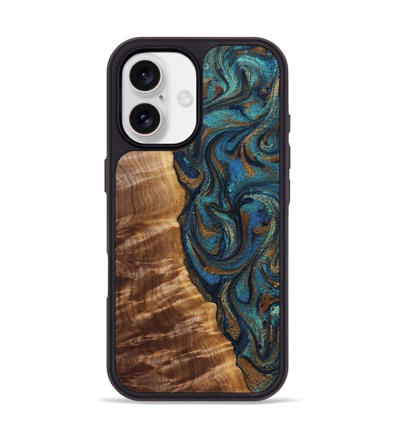 iPhone 17 Wood Phone Case - Lavinia (Teal & Gold, 827800)