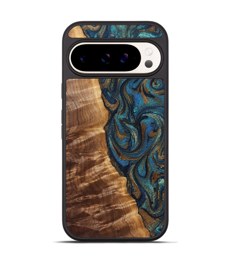 Pixel 9 Pro Wood Phone Case - Lavinia (Teal & Gold, 827800)