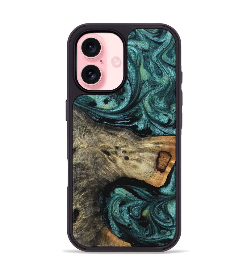 iPhone 16 Wood Phone Case - Lilyana (Green, 827805)