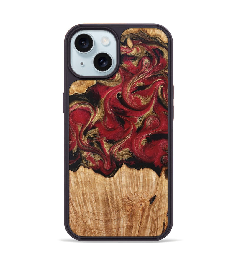 iPhone 15 Wood Phone Case - Nancy (Red, 827839)