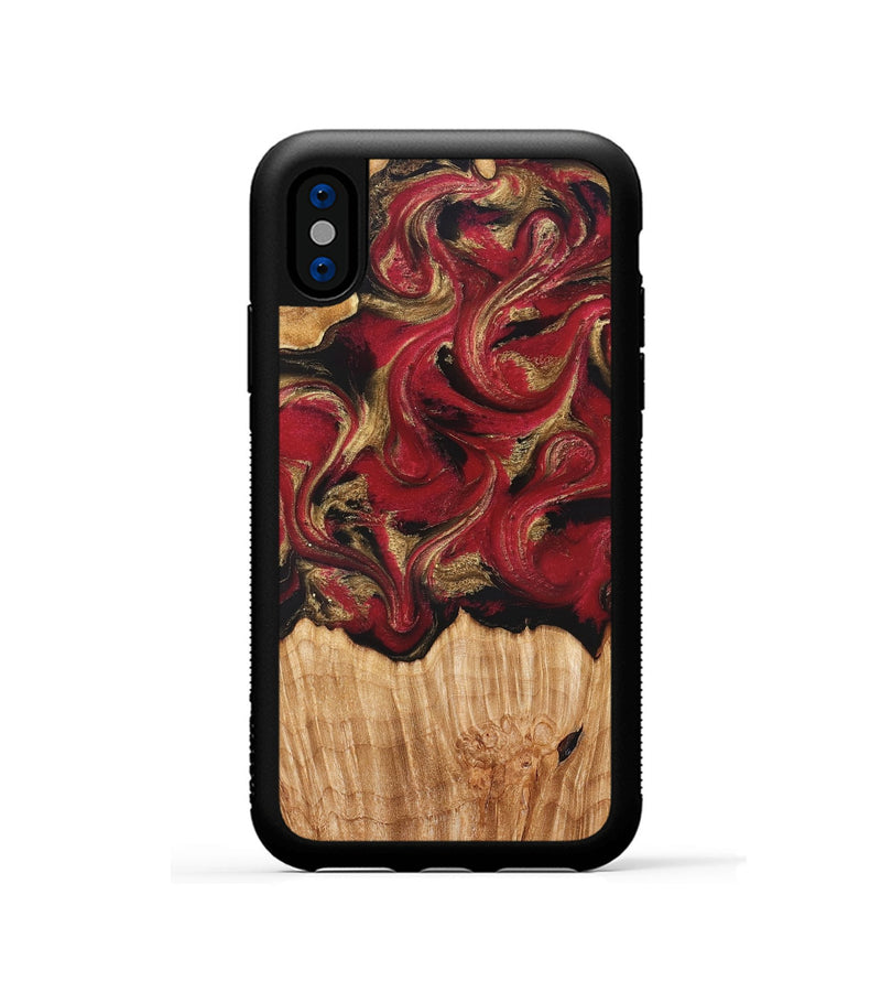 iPhone Xs Wood Phone Case - Nancy (Red, 827839)