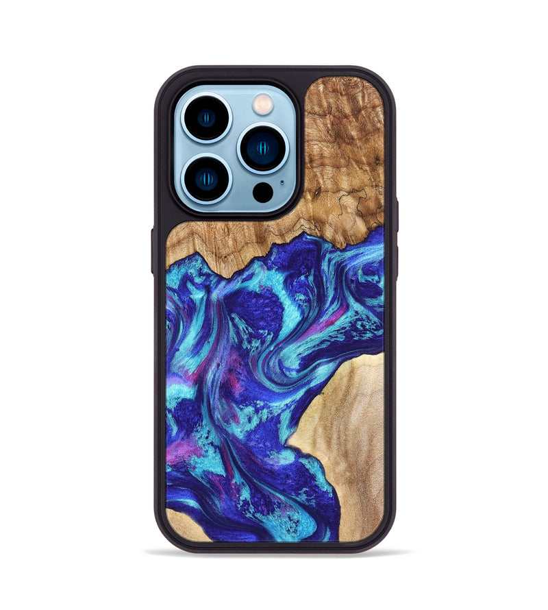 iPhone 14 Pro Wood Phone Case - Lafe (Blue, 827851)