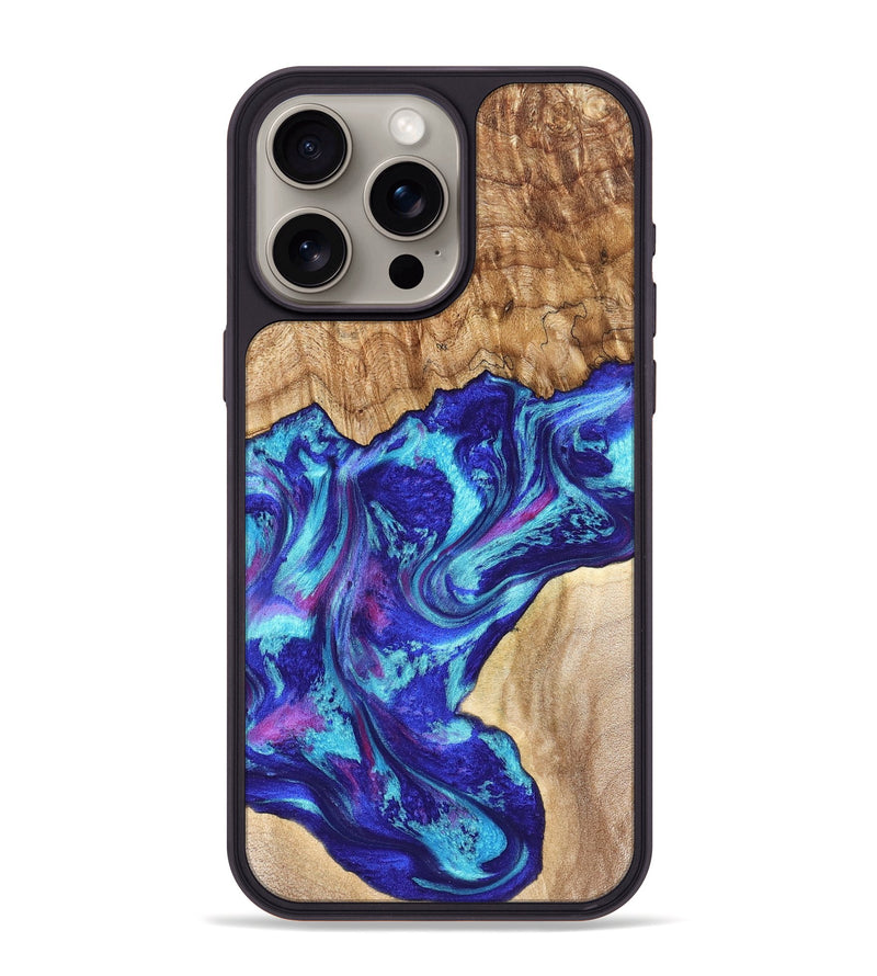 iPhone 15 Pro Max Wood Phone Case - Lafe (Blue, 827851)