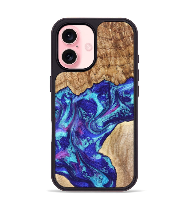 iPhone 16 Wood Phone Case - Lafe (Blue, 827851)