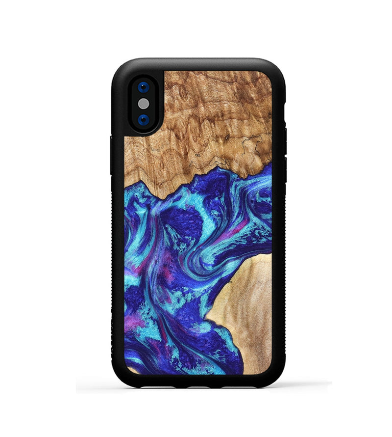 iPhone Xs Wood Phone Case - Lafe (Blue, 827851)