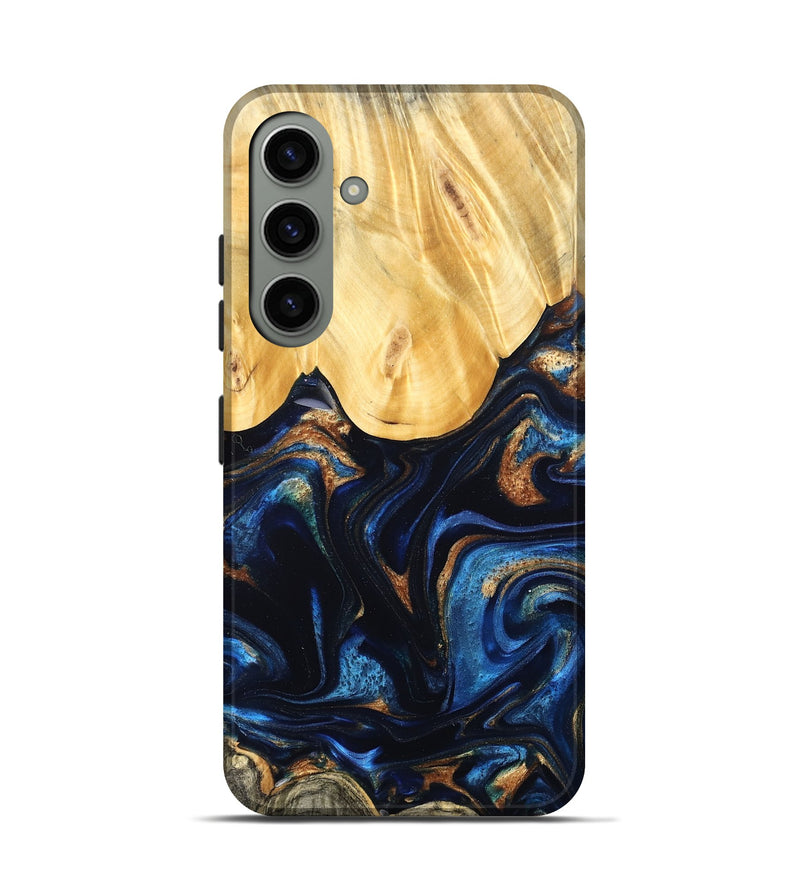 Galaxy S24 Wood Live Edge Phone Case - Keegan (Teal & Gold, 827867)