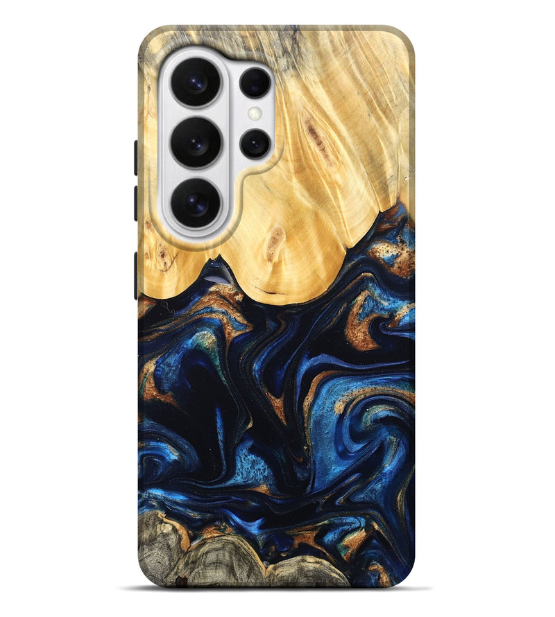 Galaxy S26 Ultra Wood Live Edge Phone Case - Keegan (Teal & Gold, 827867)