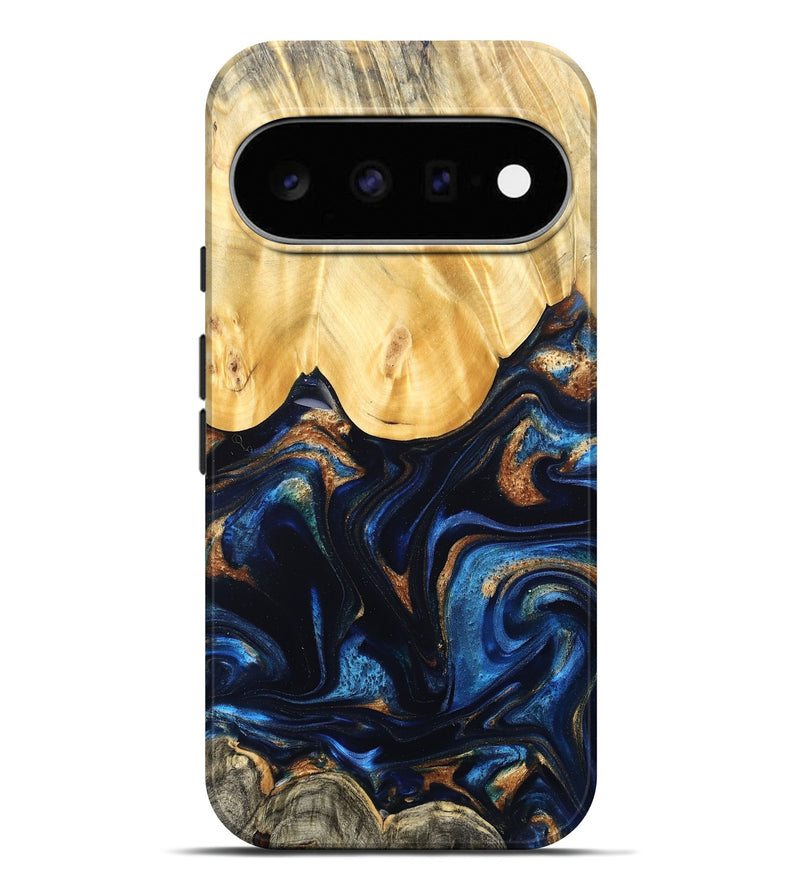 Pixel 11 Pro XL Wood Live Edge Phone Case - Keegan (Teal & Gold, 827867)