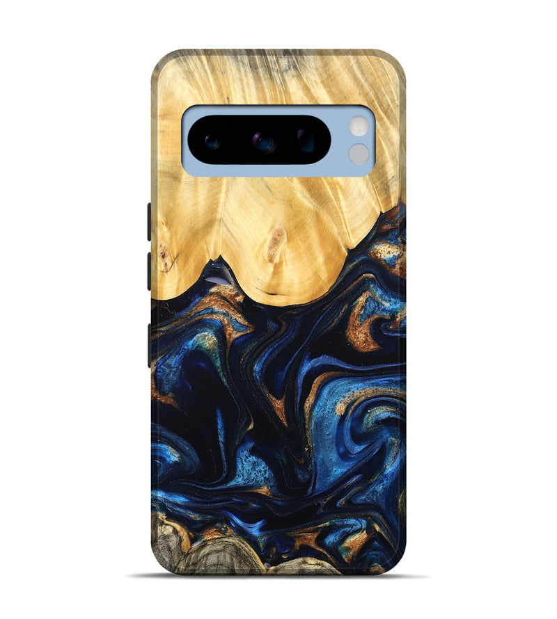 Pixel 8 Pro Wood Live Edge Phone Case - Keegan (Teal & Gold, 827867)