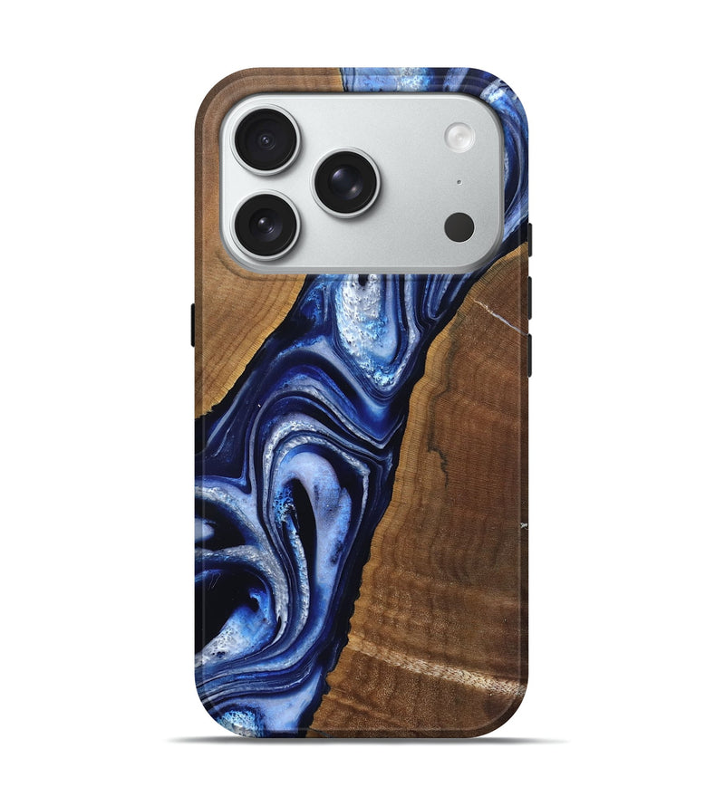 iPhone 18 Pro Wood Live Edge Phone Case - Scotty (Blue, 827871)