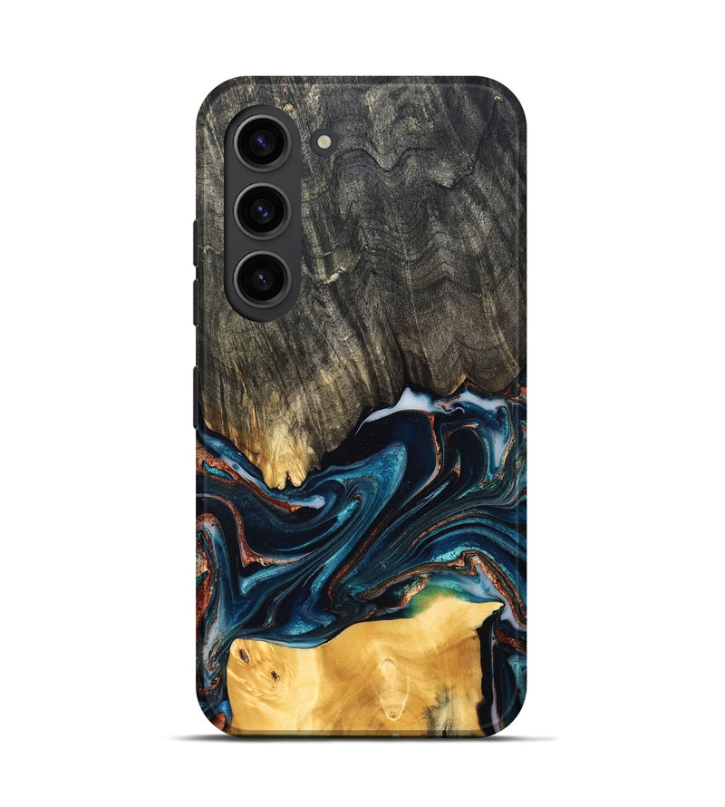 Galaxy S23 Wood Live Edge Phone Case - Maurice (Teal & Gold, 827874)