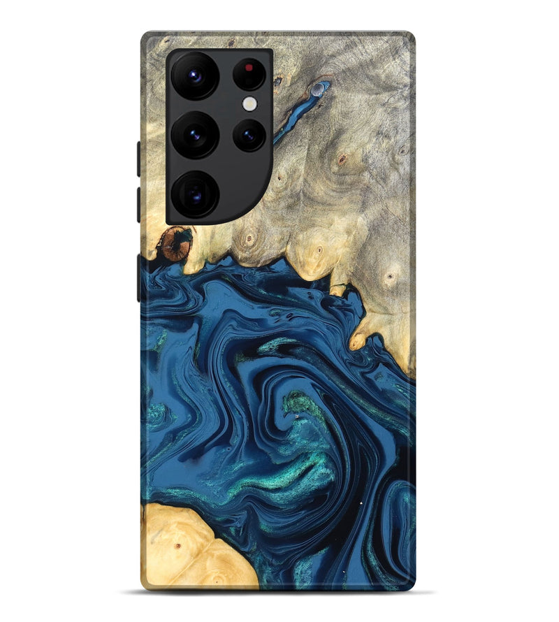 Galaxy S22 Ultra Wood Live Edge Phone Case - Lillian (Blue, 827876)