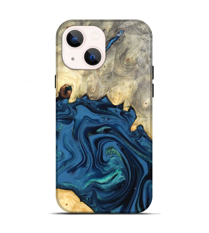 iPhone 13 Wood Live Edge Phone Case - Lillian (Blue, 827876)