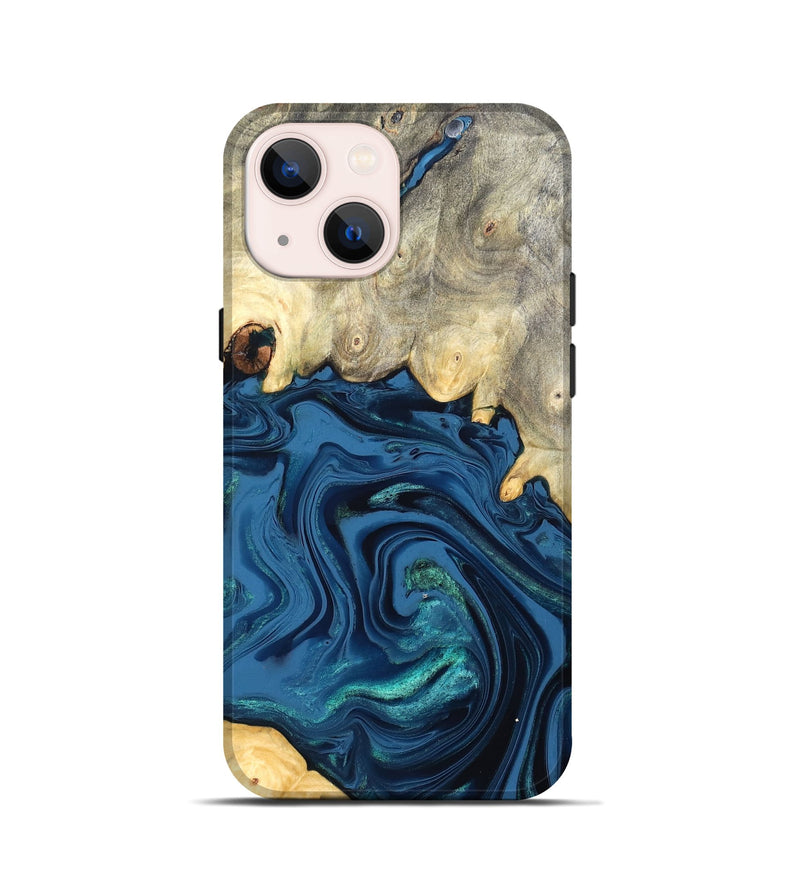 iPhone 13 mini Wood Live Edge Phone Case - Lillian (Blue, 827876)