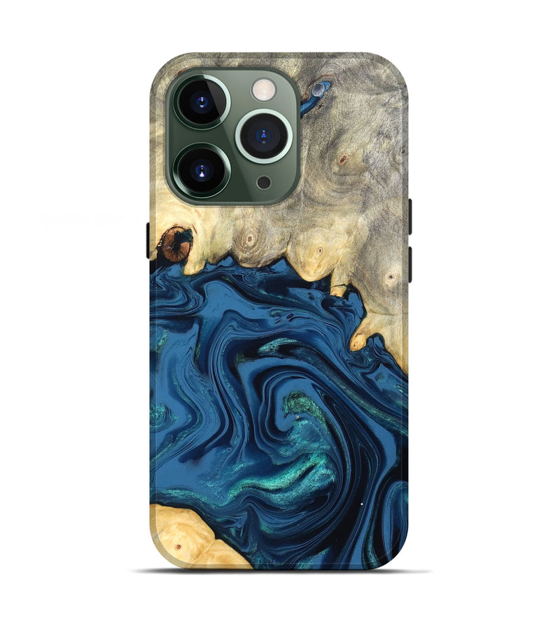 iPhone 13 Pro Wood Live Edge Phone Case - Lillian (Blue, 827876)