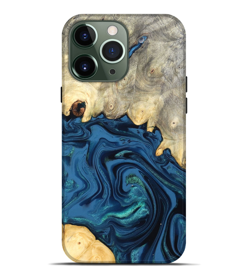 iPhone 13 Pro Max Wood Live Edge Phone Case - Lillian (Blue, 827876)