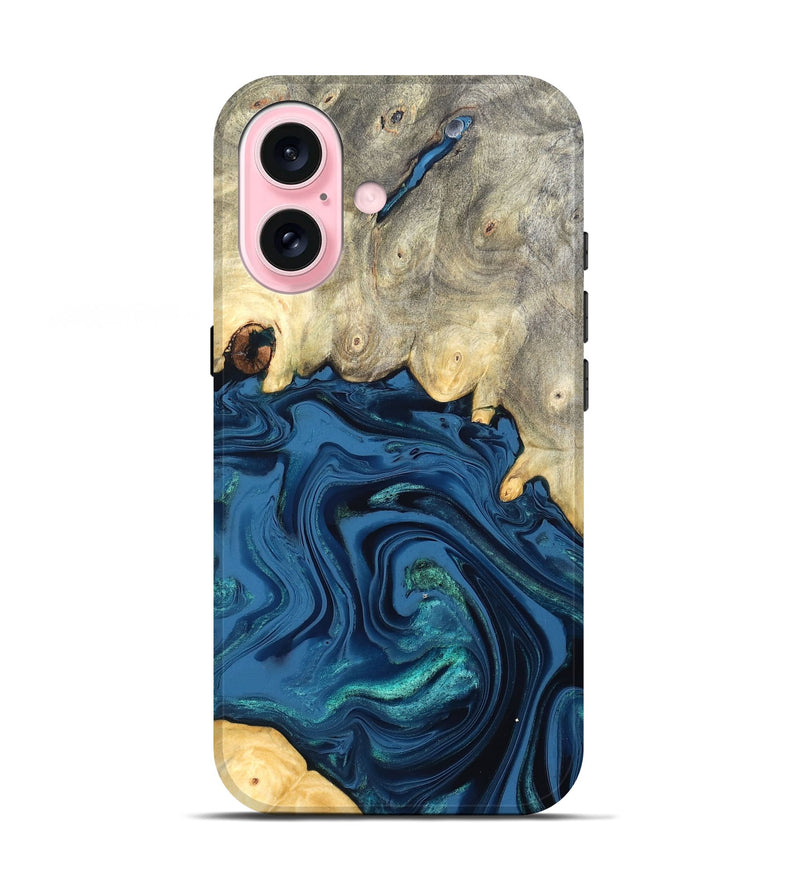 iPhone 17 Wood Live Edge Phone Case - Lillian (Blue, 827876)
